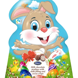 Великодній зайчик Праліне з молочного шоколаду з молочною начинкою та какао-крихтами 100г