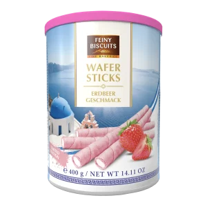 Вафельні рулетики з кремом зі смаком полуниці 400г